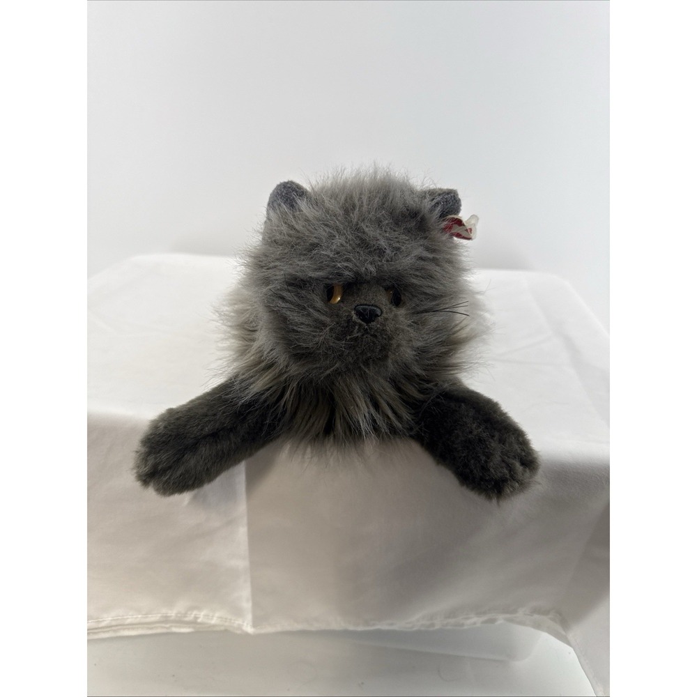 TY Vintage Classic Smokey Cat 18" Plush Persian Grey Realistic Laying Flat 1999